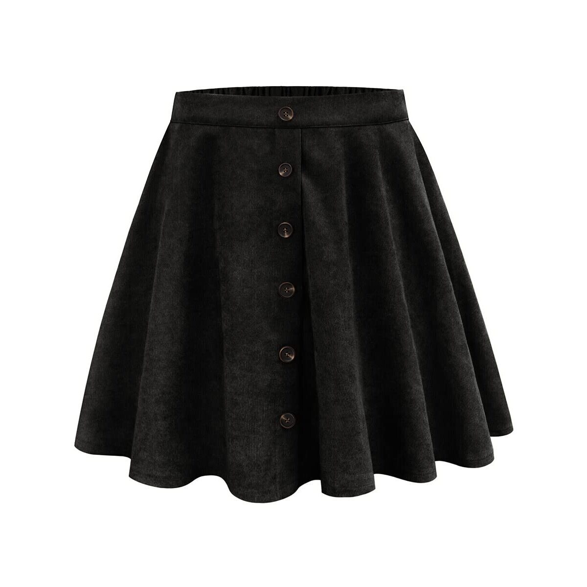5409 Plus Size Skirt Button Front Flare A-Line Skirts Stretchy Elastic High